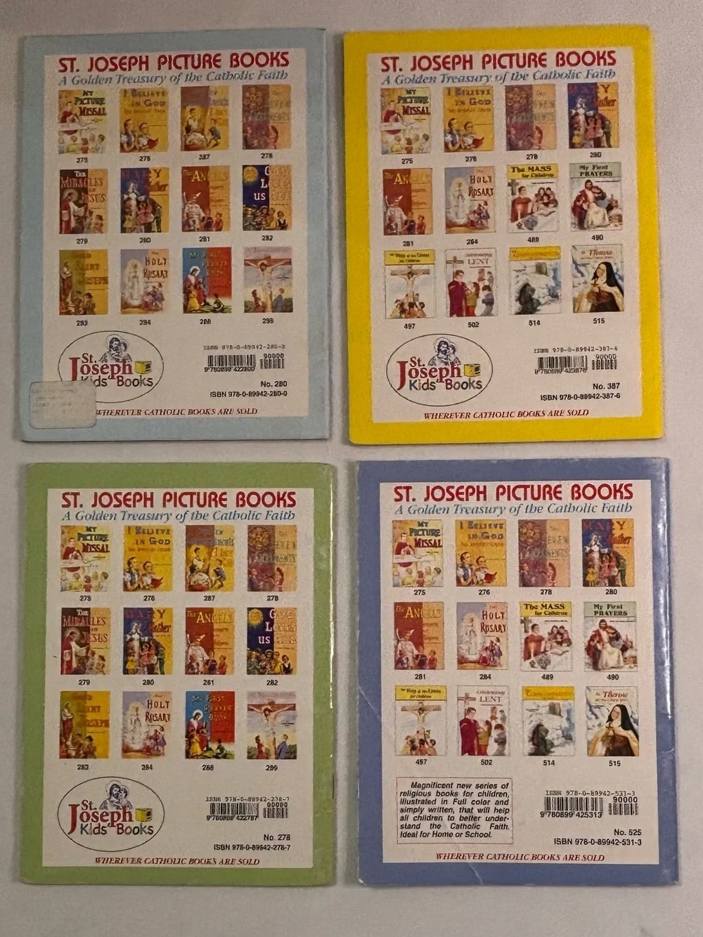 Religious Storybook Set of 4- Mary My Mother & More (Blue, Yellow, Cream, Brown)